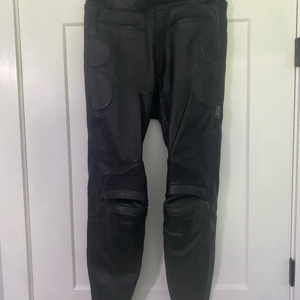 Black Motorcycle Pants with Articulated Knees and Tapered Fit